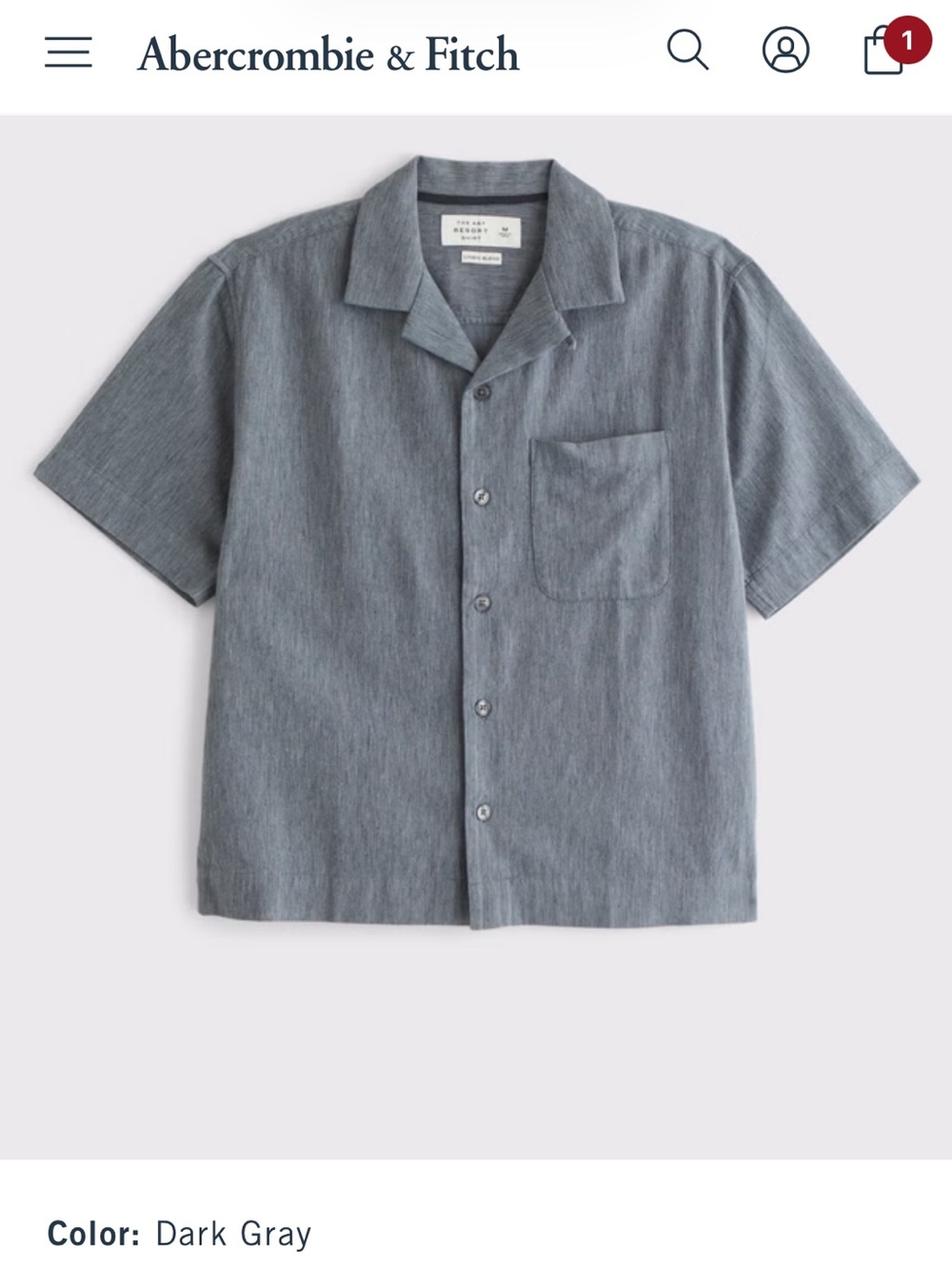 Abercrombie & Fitch Dark Gray Linen Resort Shirt